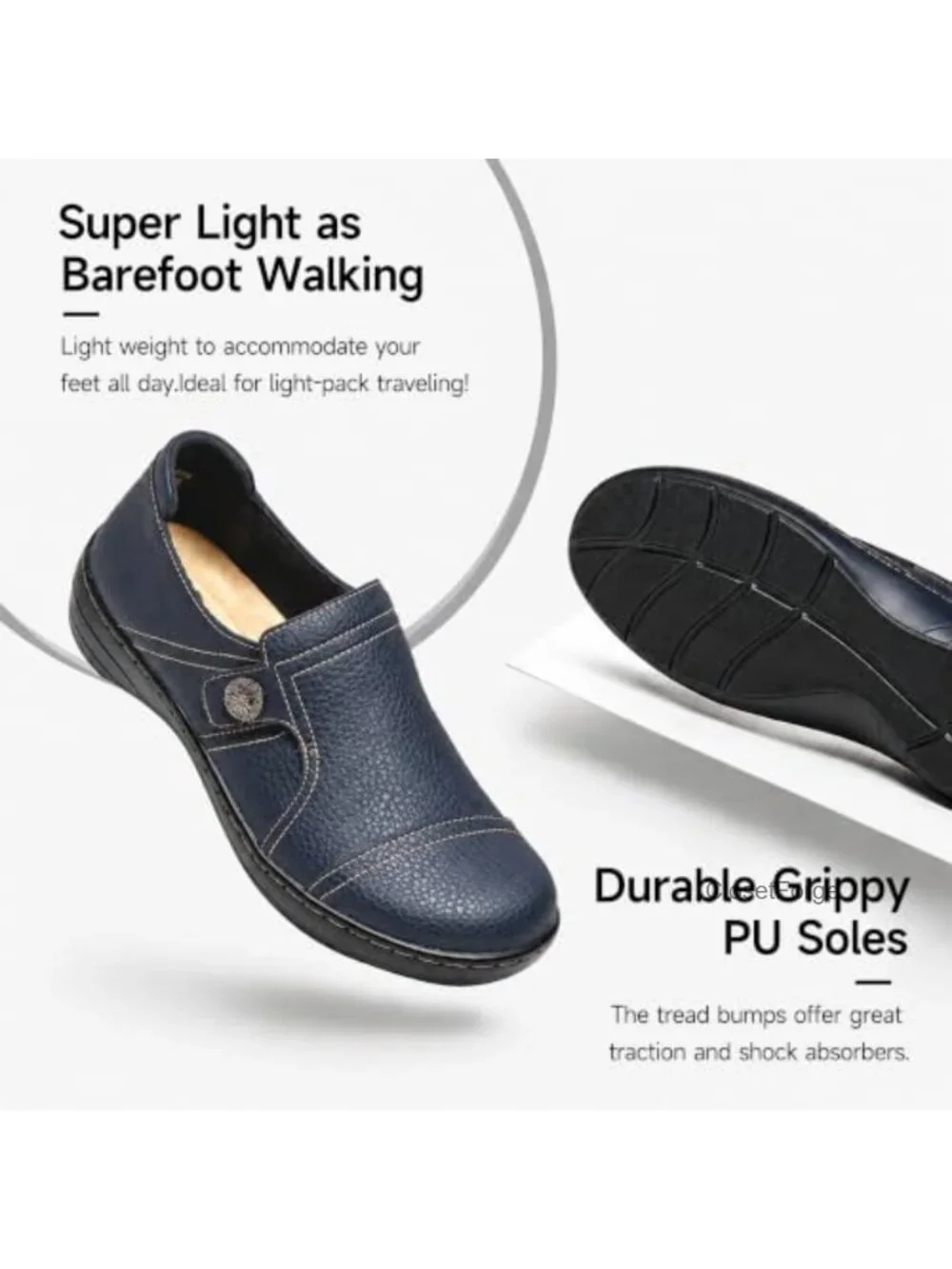 Leather Women's Loafers Comfortable Slip-On Flat Shoes